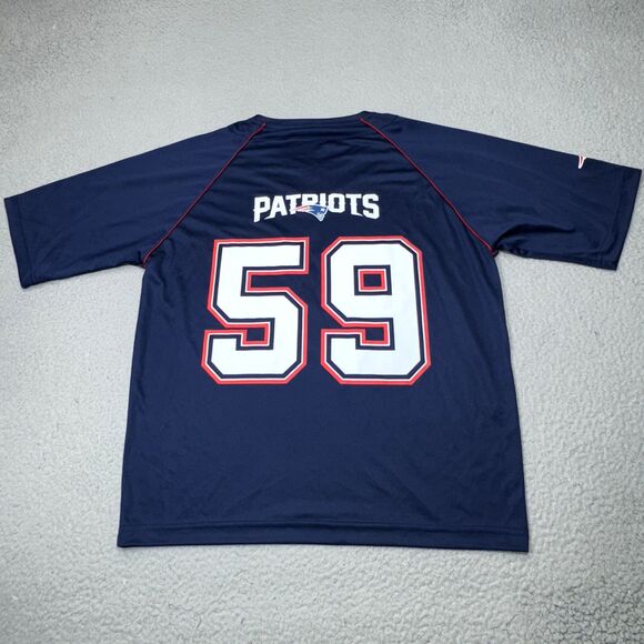 New England Patriots Football Jersey Men Large Blue  V Neck Team Apparel Stretch - Picture 1 of 12